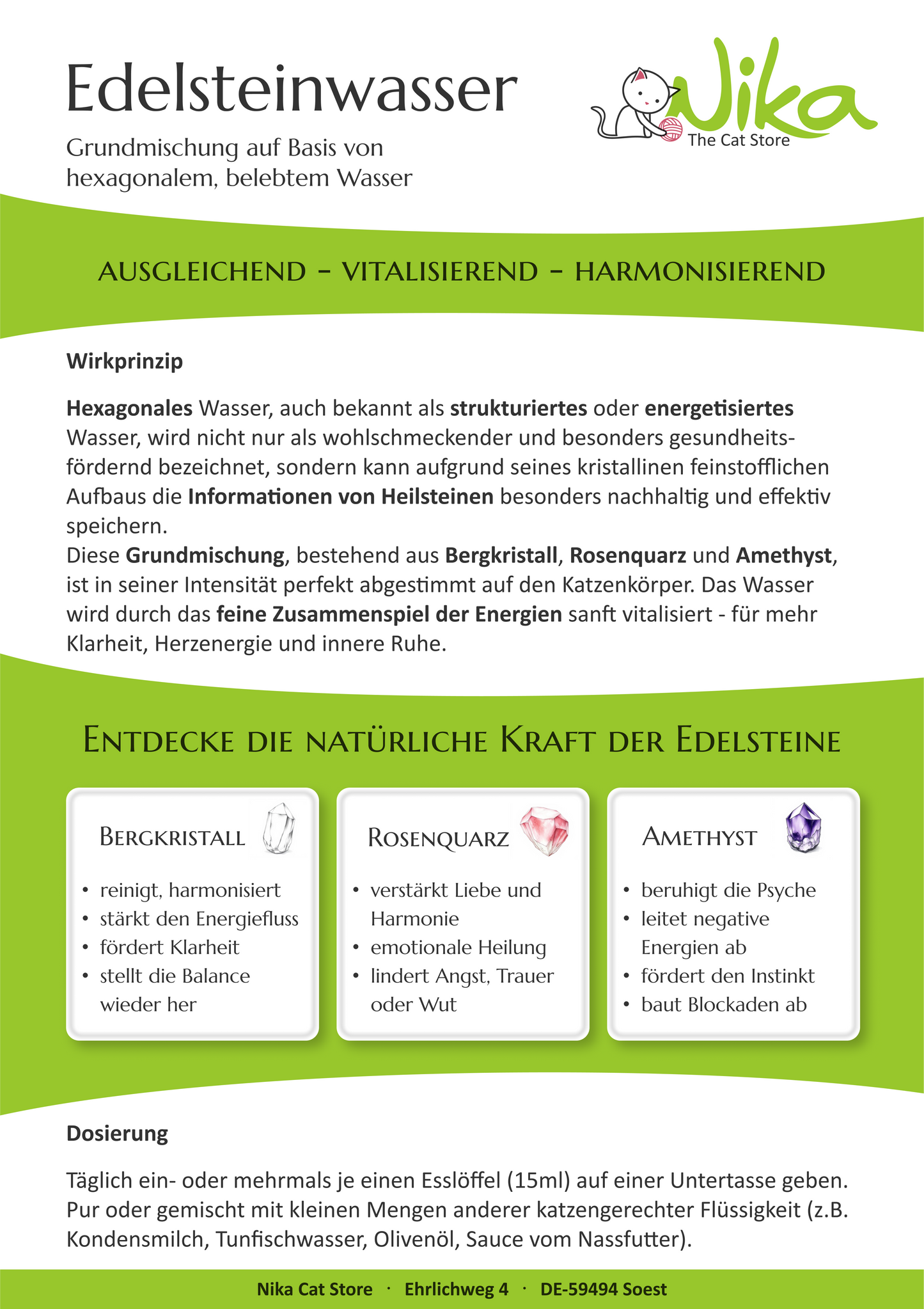 Flyer zur Beschreibung des Wirkprinzips der Edelsteinwasser-Grundmischung